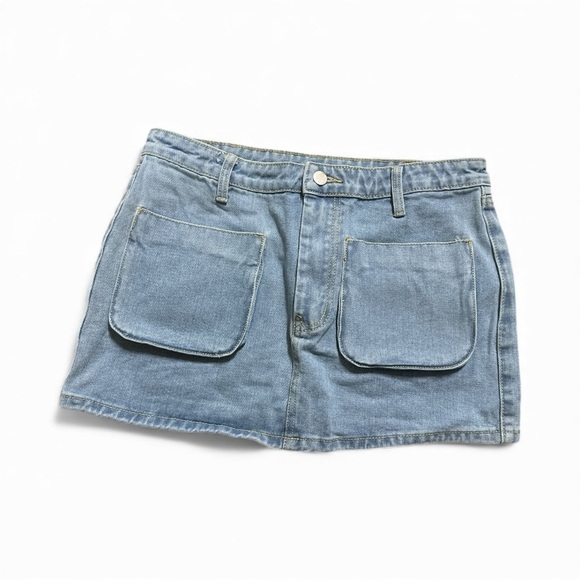 PrettyLittleThing Dresses & Skirts - PrettyLittleThing Light Blue Cargo Pocket Denim Mini Skirt – Size 6 [US], (10UK)